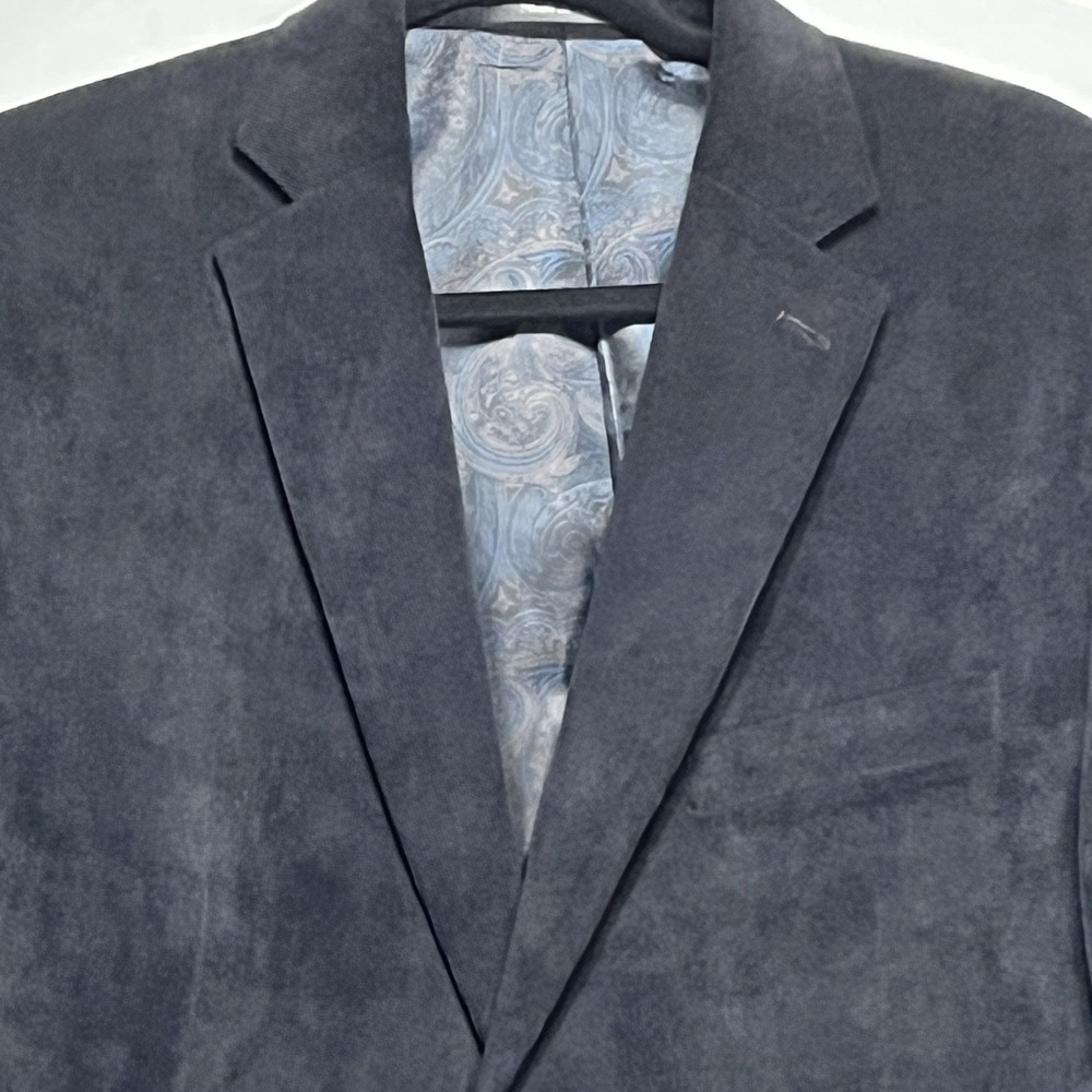 Chaps Mens Black Corduroy Blazer Sport Coat 40R Paisley Lining Two Button